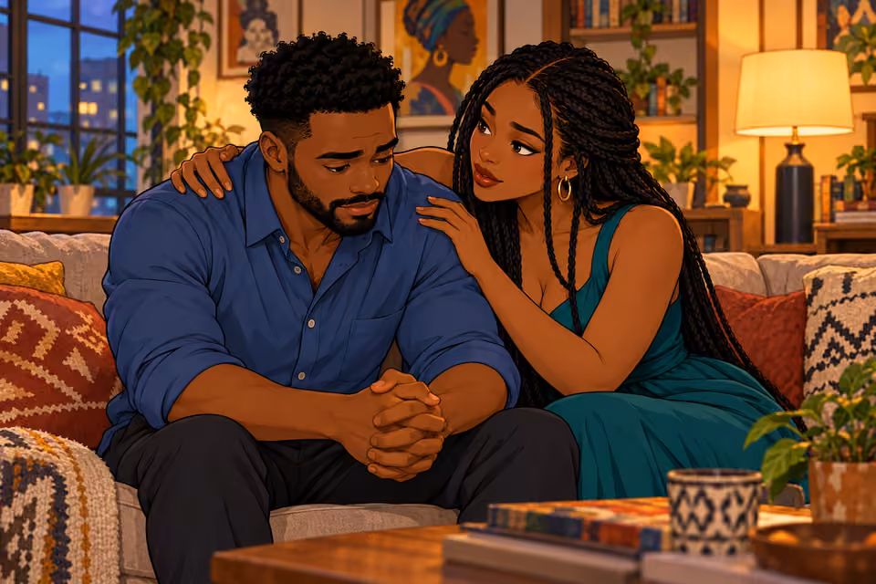 Amara calmly reassures Shina as he begins to settle.