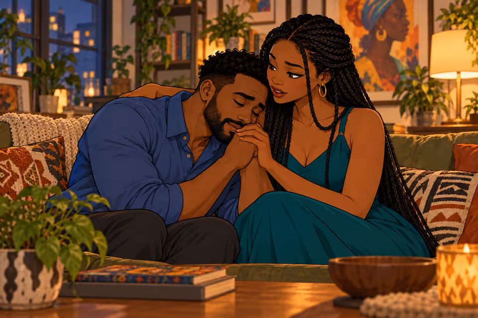 Amara’s steady presence helps Shina reconnect with the room around him.