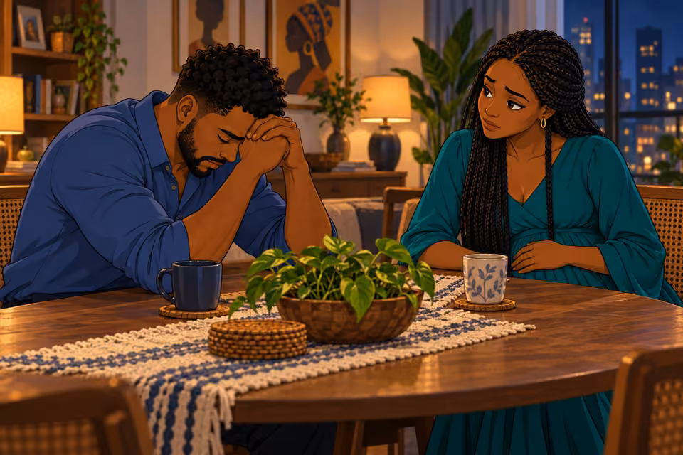 Shina worries about the harm his choices could bring to Amara and their child.