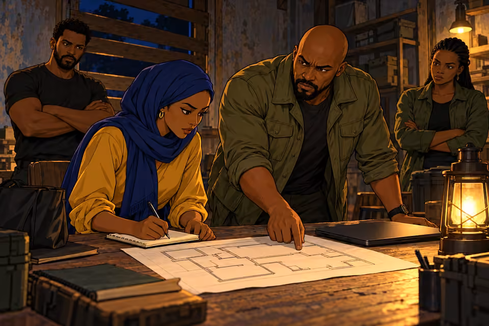 Cartoon illustration: The resistance plans to steal evidence from the headquarters.