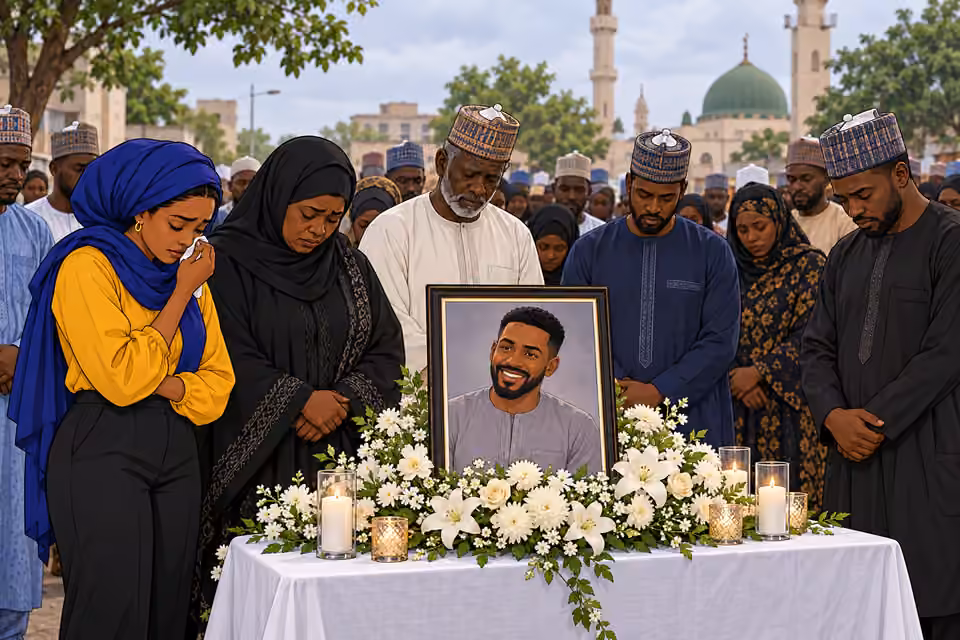 Cartoon illustration: Kaduna mourns Ibrahim and honors his sacrifice.