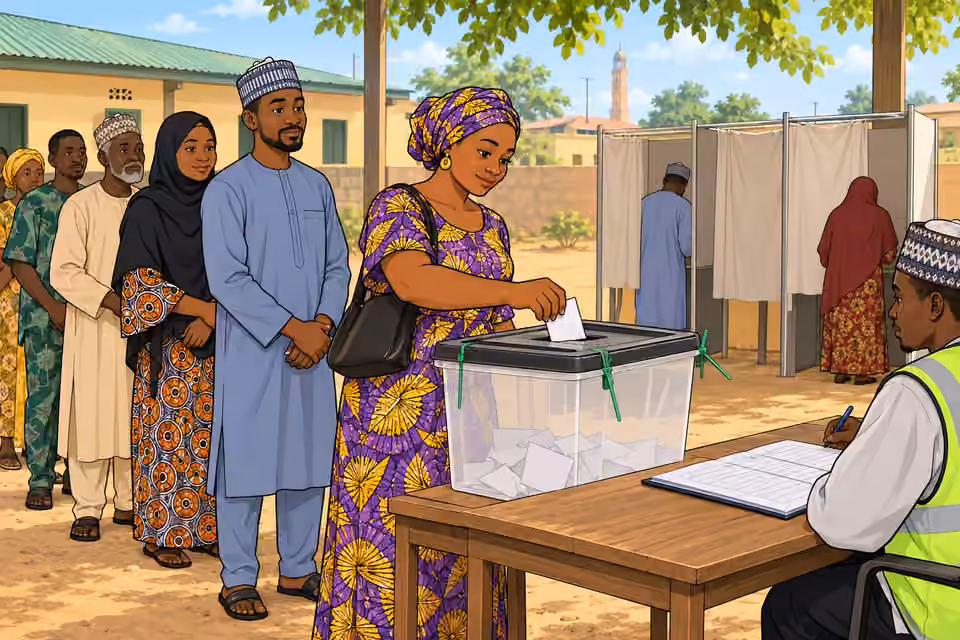 Cartoon illustration: Kaduna holds a peaceful new gubernatorial election.