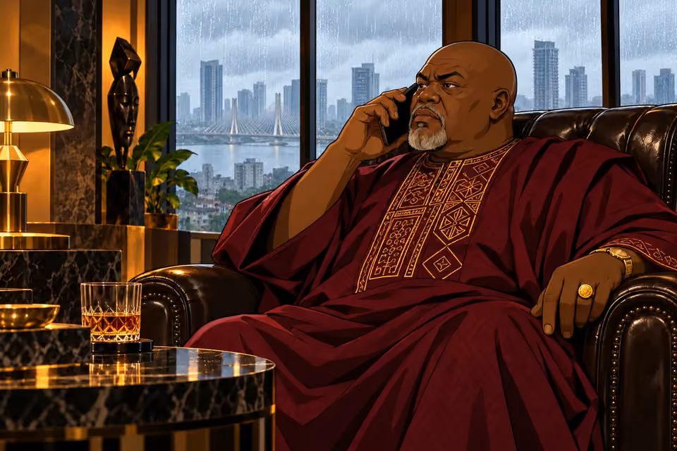 Baba Jide calmly delivers an ultimatum over the phone.