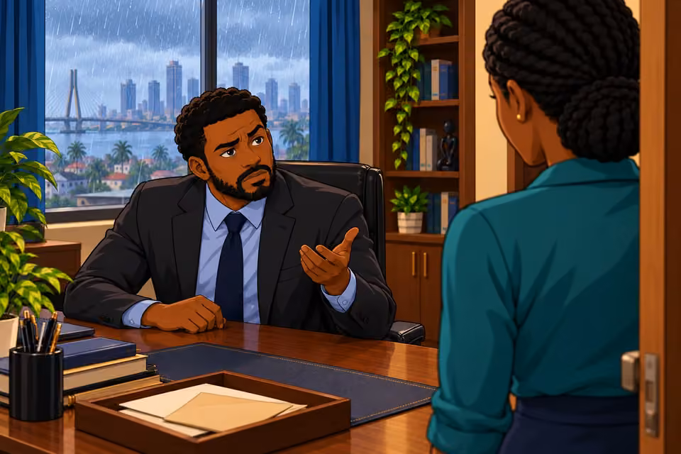Marcus asks Ada for the unexpected visitor’s name.