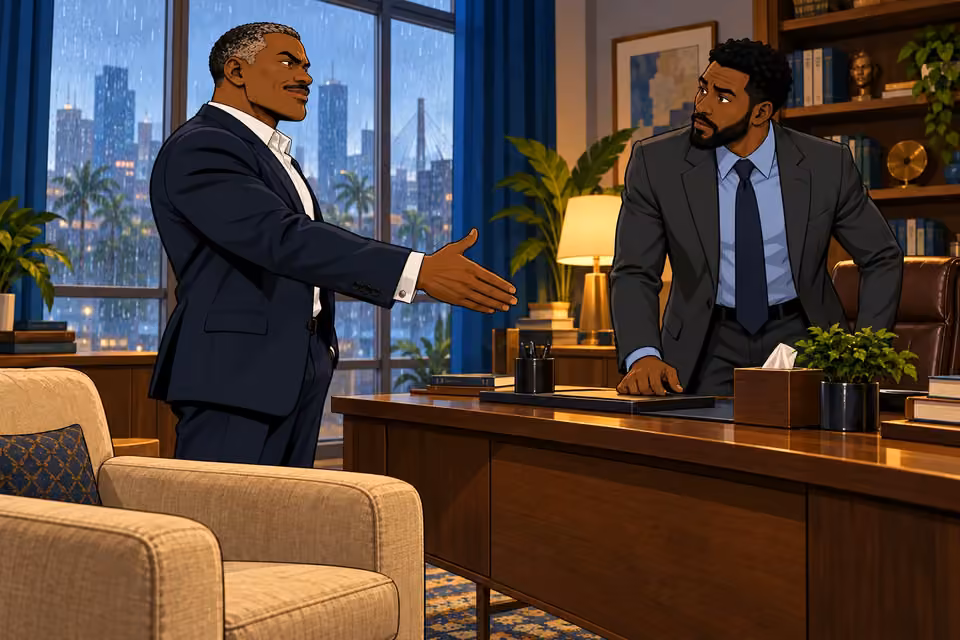 Victor extends his hand and thanks Marcus for seeing him.