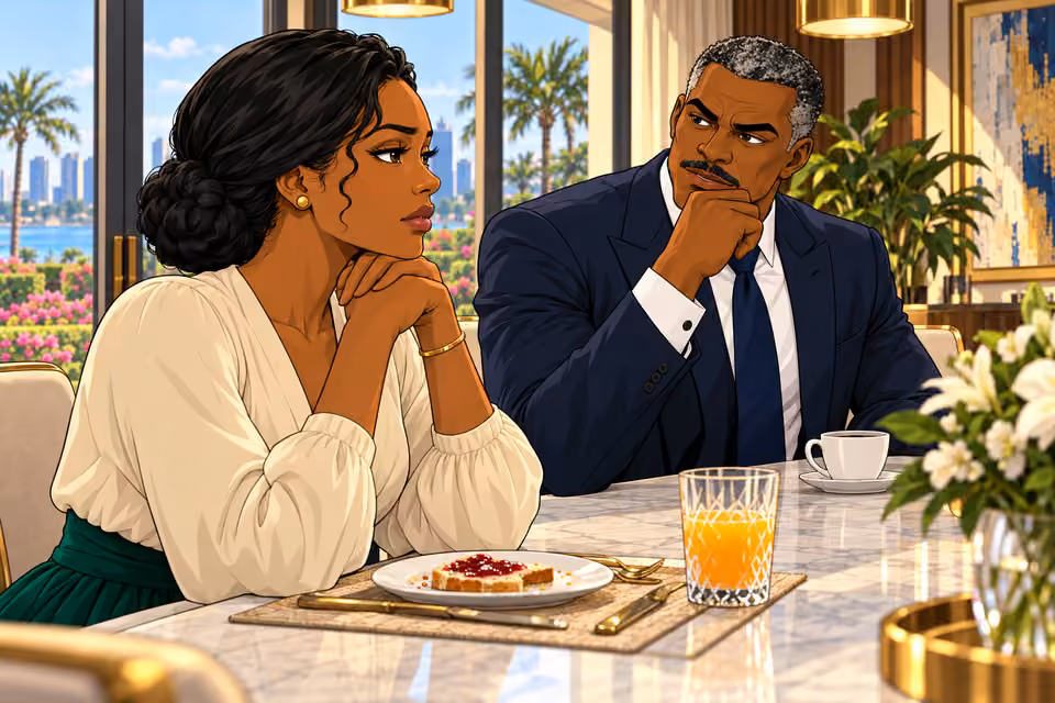 Victor searches Claire's expression after her reluctant agreement.