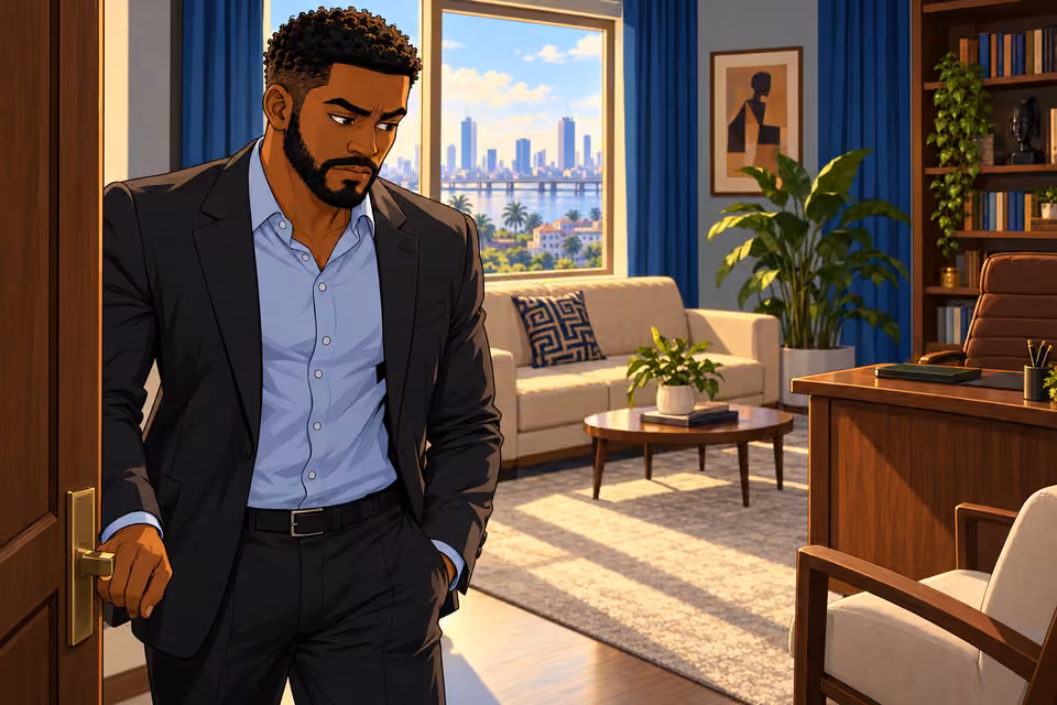 Marcus exhales after the couple leaves.