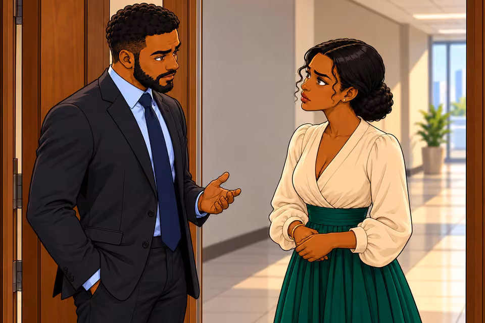 Marcus gives Claire a guarded promise to consider it.