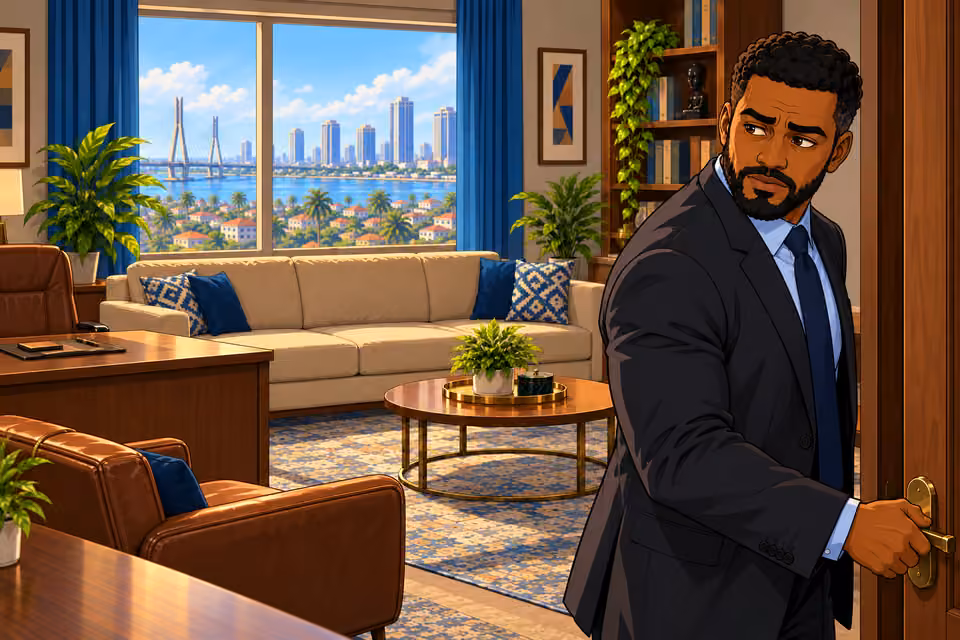 Marcus closes the office door and considers his next move.