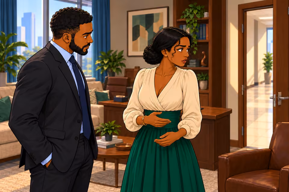 Claire checks the doorway before quietly addressing Marcus.