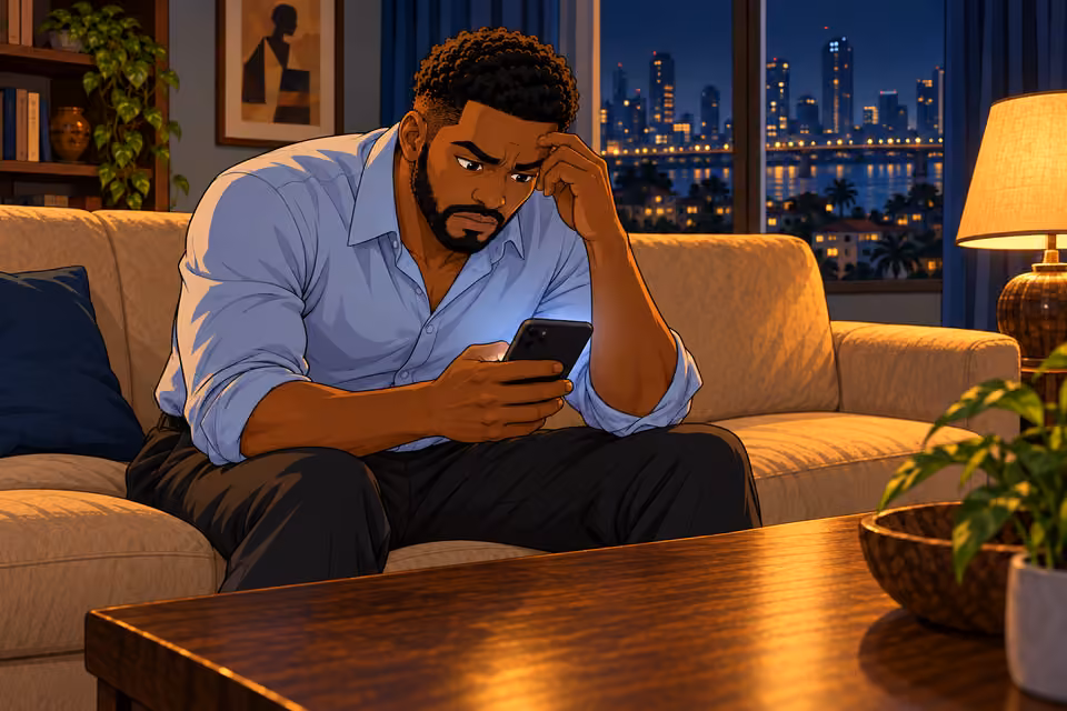 Marcus checks his phone, fearing another threat.