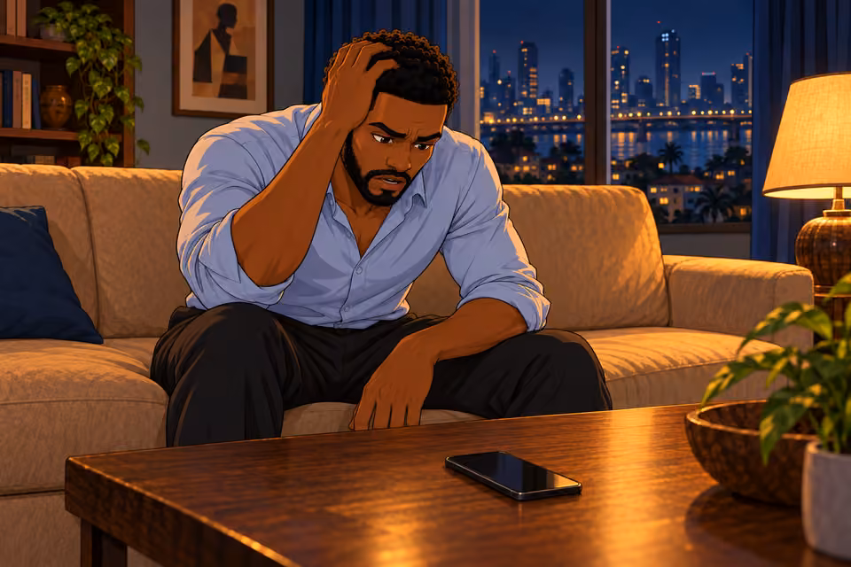 Marcus runs a hand through his hair while questioning his plan.