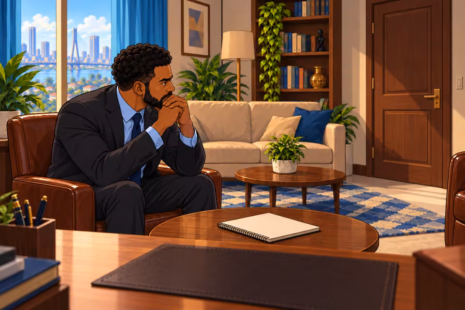 Marcus stares at the closed door after the couple leaves.