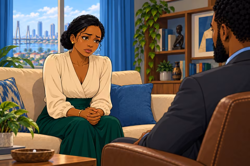 Claire’s composure gives way to visible vulnerability.