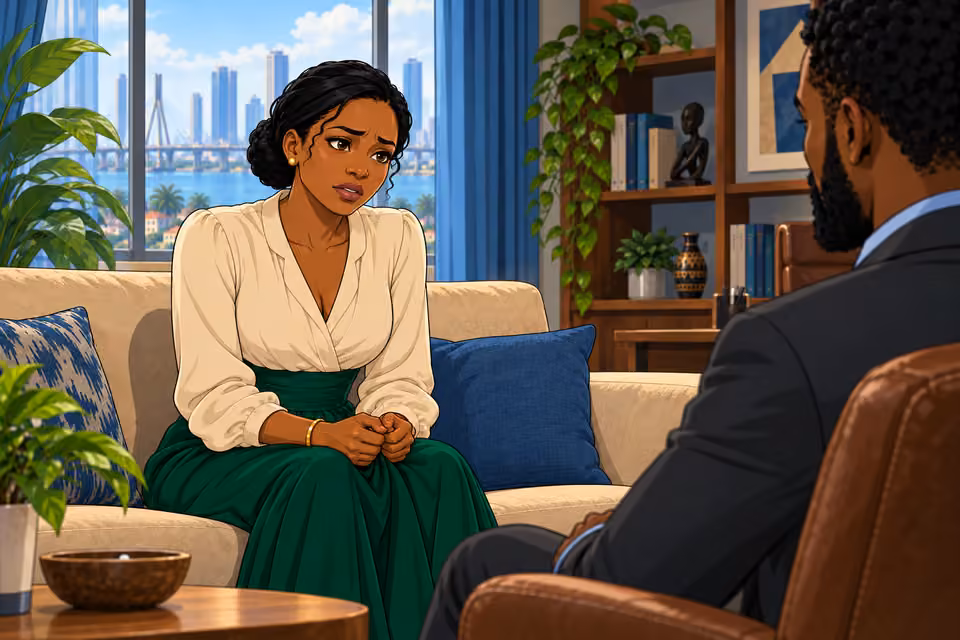 Claire hesitantly tells Marcus she needs someone to confide in.