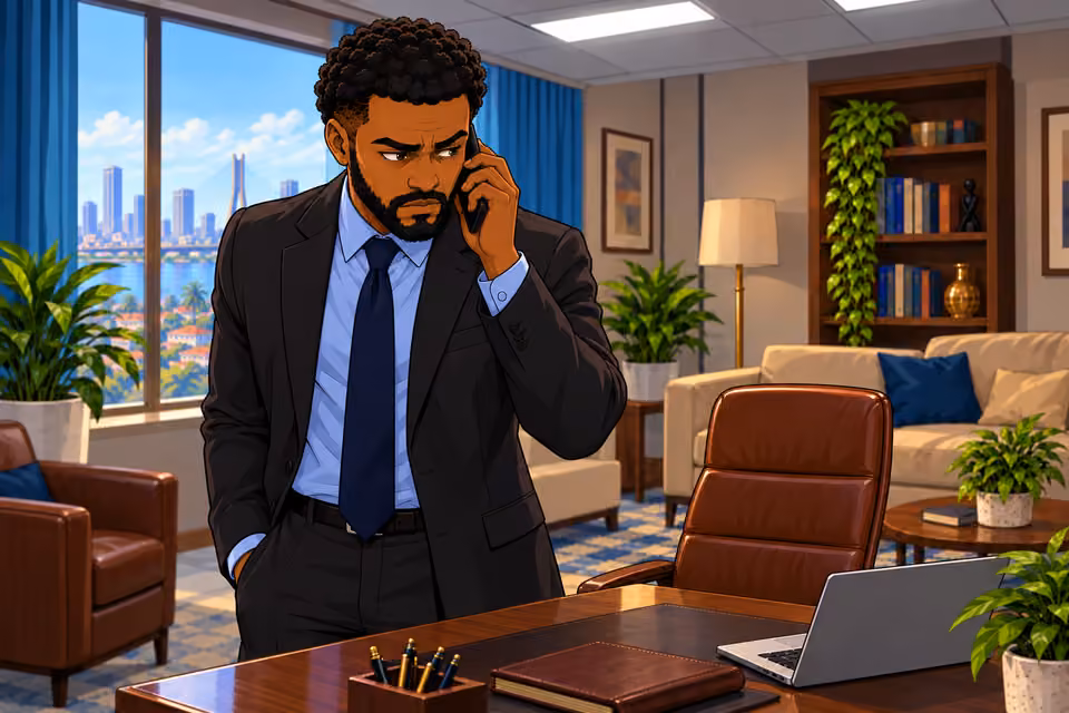 Marcus listens to Baba Jide’s unsettling greeting.