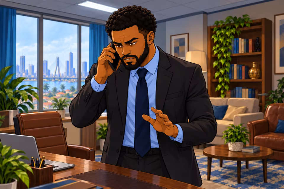 Marcus forces calm while promising the money will arrive.