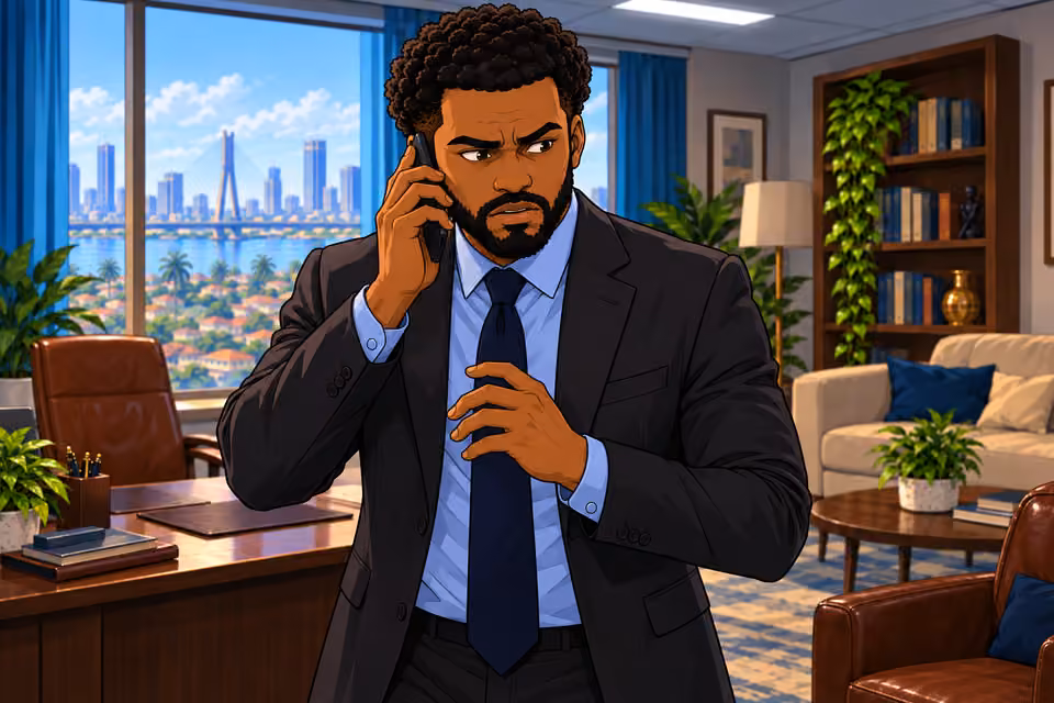 Marcus hears that Baba Jide already knows about his clients.