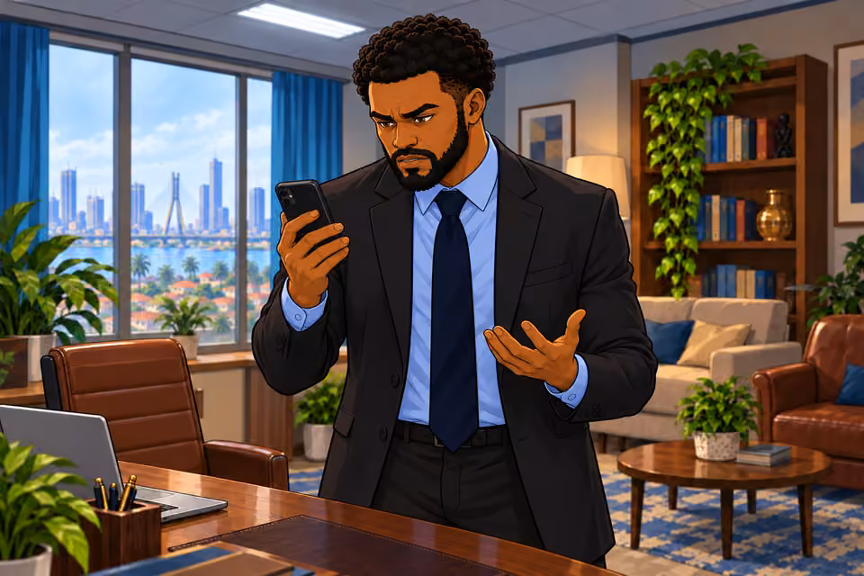 Marcus stares at the phone after the line goes dead.
