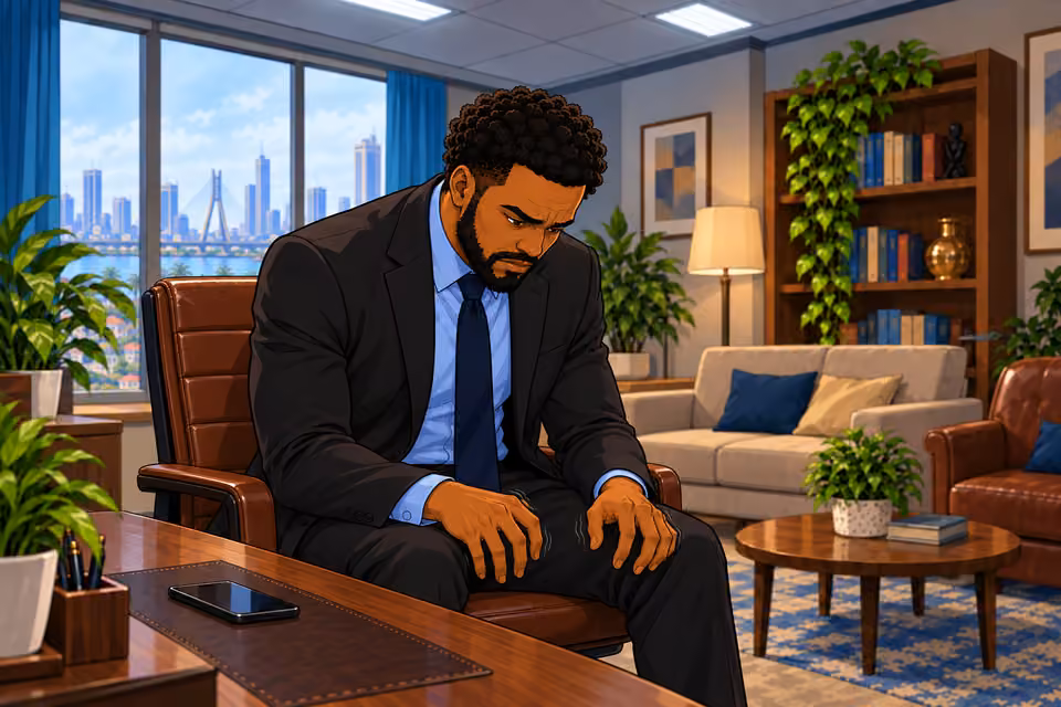 Marcus sinks into his chair with trembling hands.