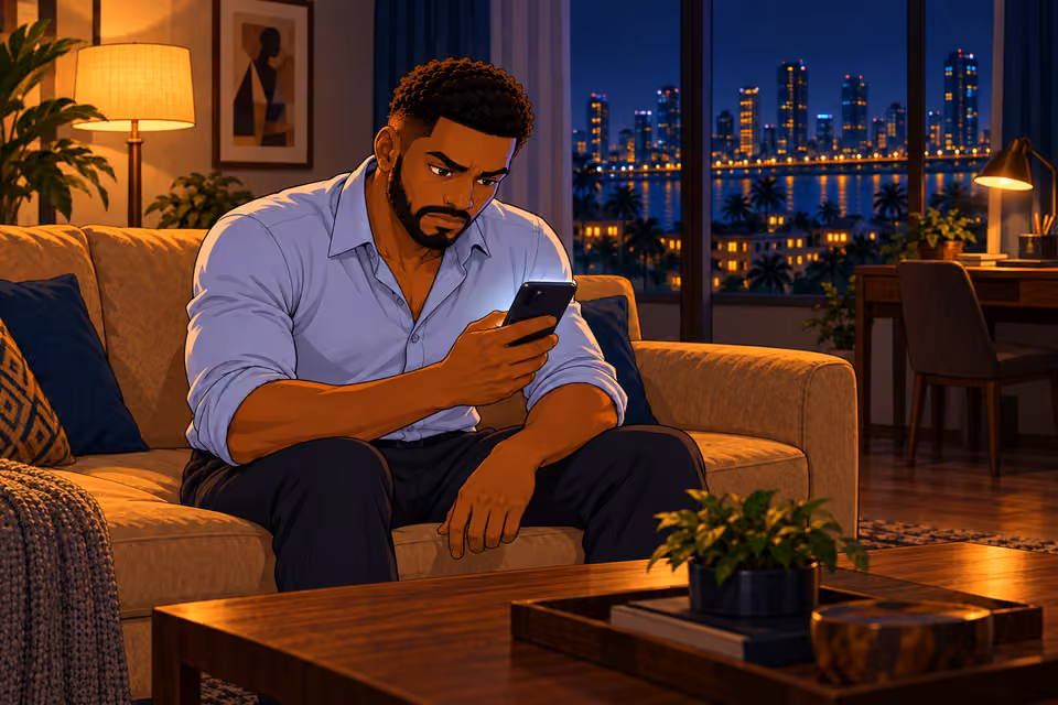 Marcus considers answering an unfamiliar call at home.