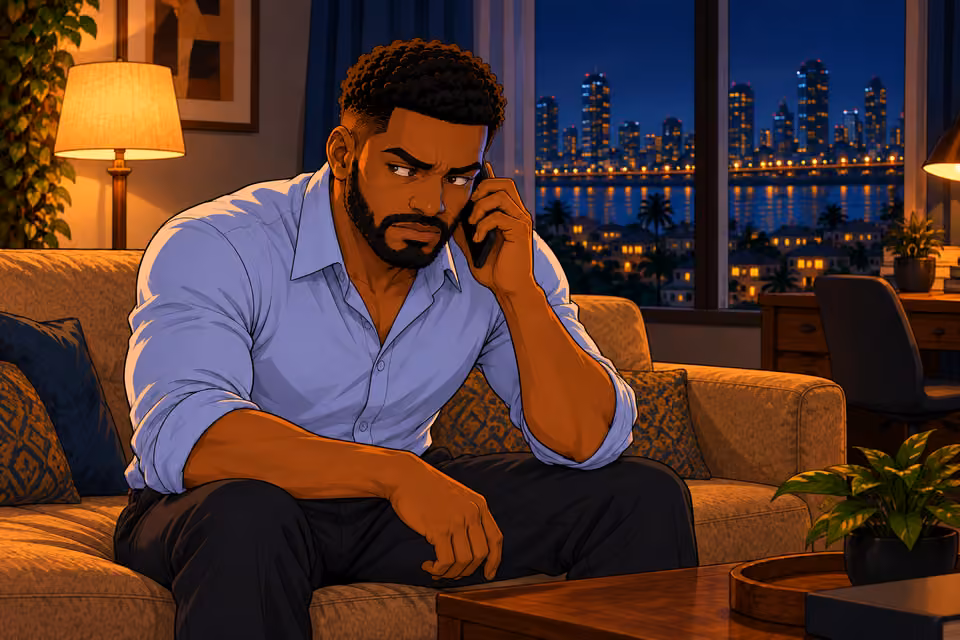 Marcus hears Victor’s cold greeting over the phone.