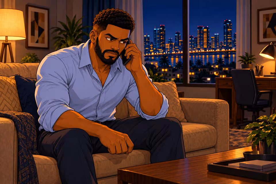 Marcus tightens his grip while answering Victor.