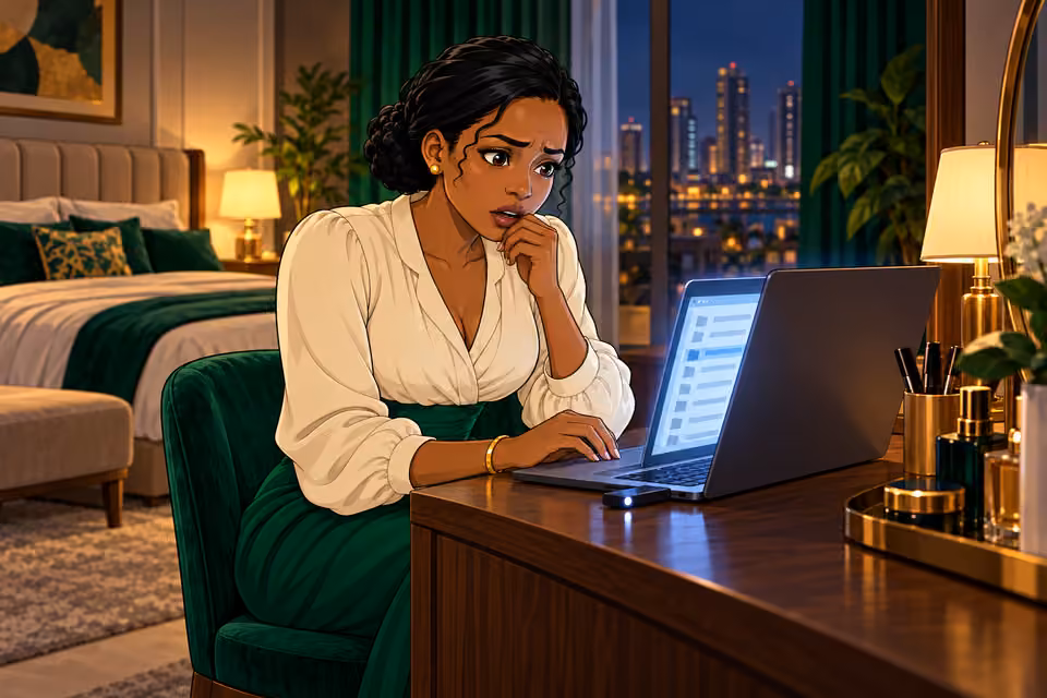 Claire examines the files at night.