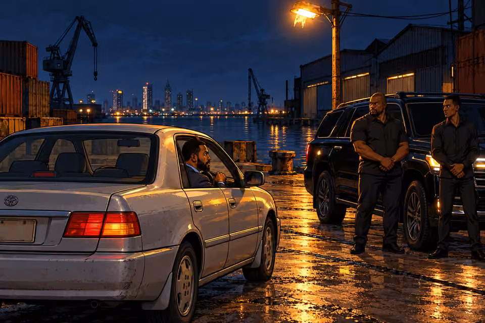 Marcus arrives at the dockyard.