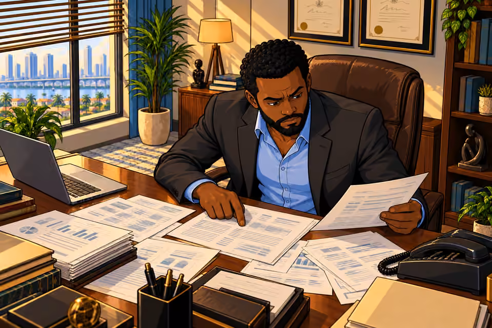 Marcus examines Victor’s financial records early the next morning.