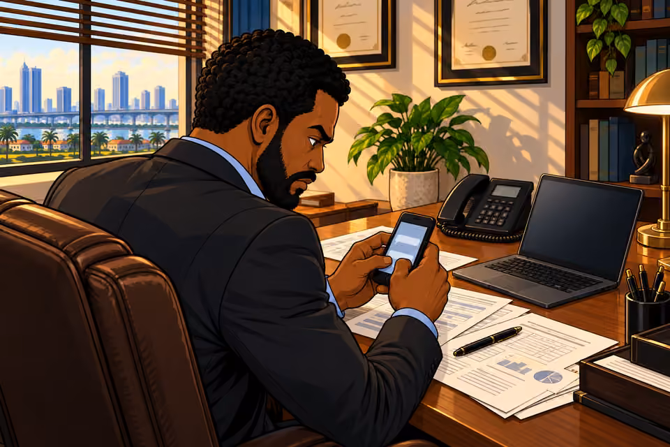 Marcus sends information about the offshore accounts.