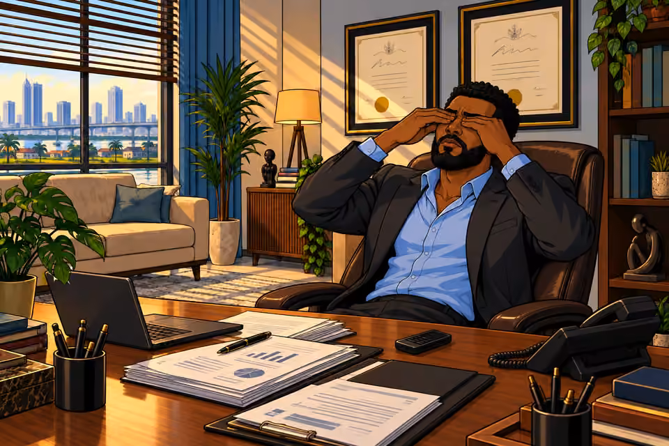 Marcus rubs his eyes under the growing pressure.