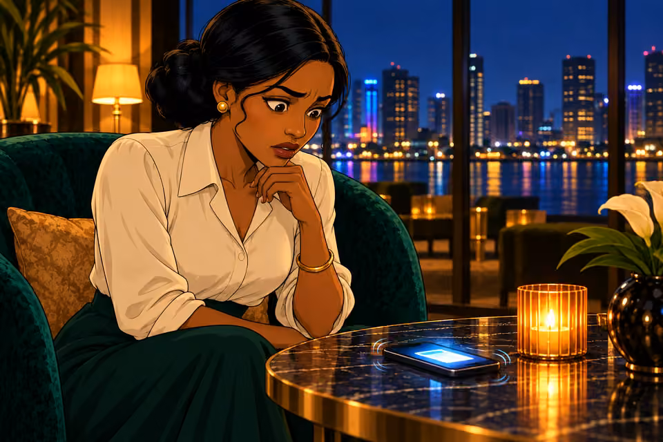 Claire notices an urgent message from Marcus.