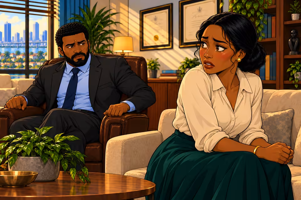 Claire looks to Marcus as her fear breaks through.