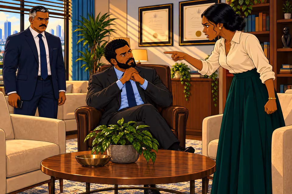 Claire stands and confronts Marcus about her trust.