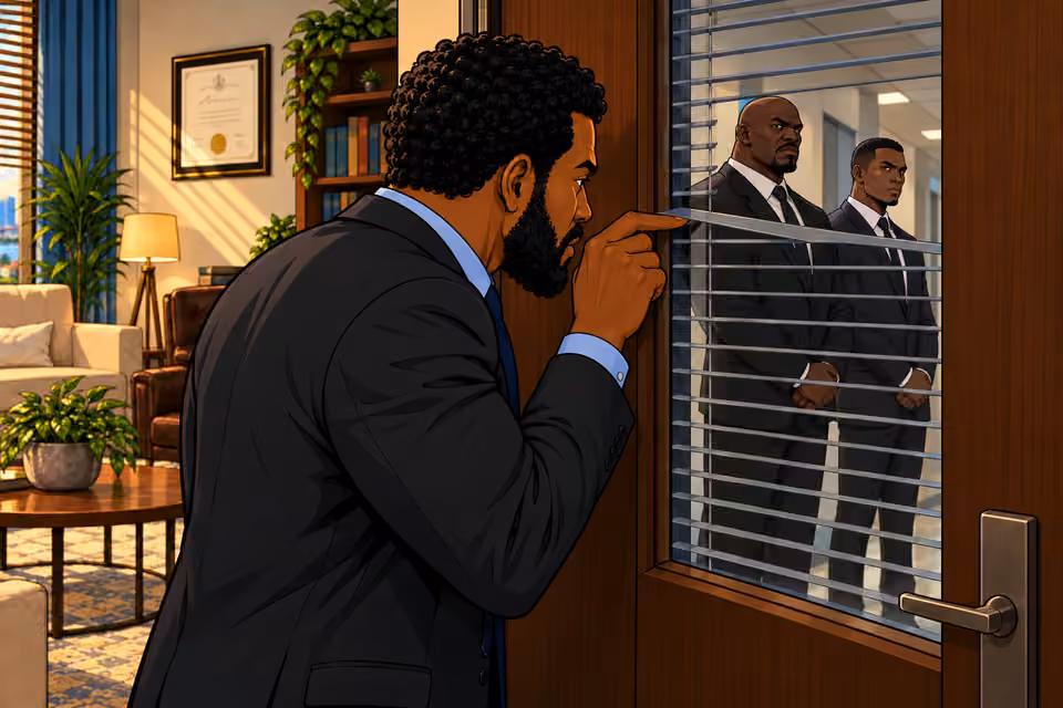 Marcus discovers two of Baba Jide’s enforcers outside.