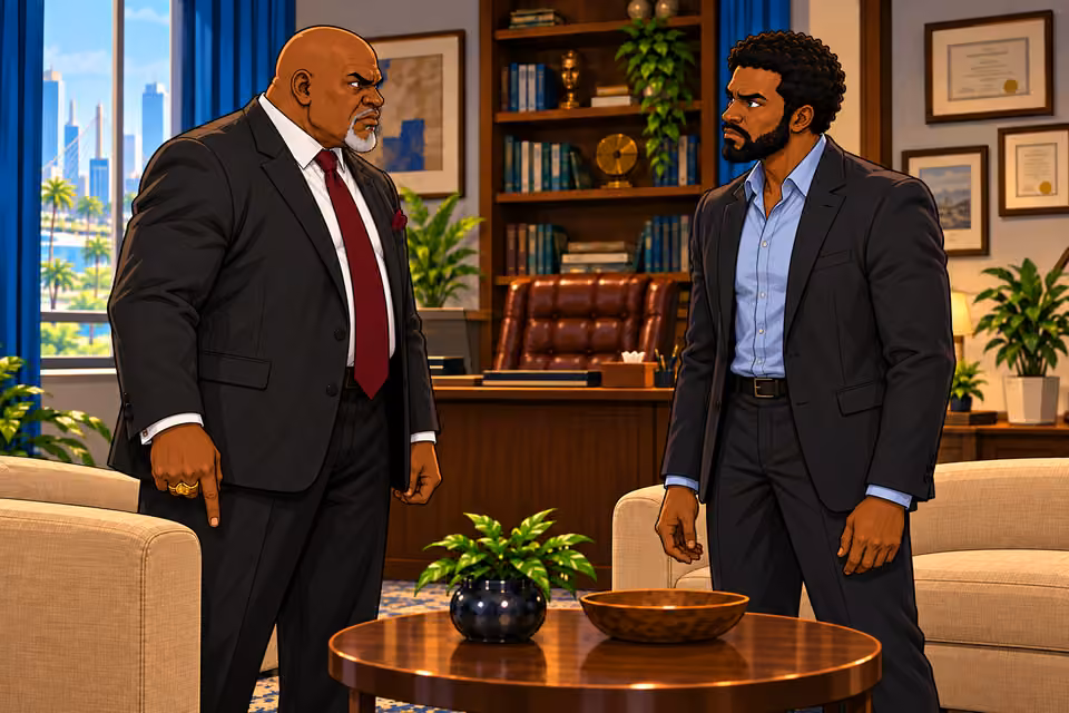 Baba Jide silences Marcus and warns him that Claire must deliver.