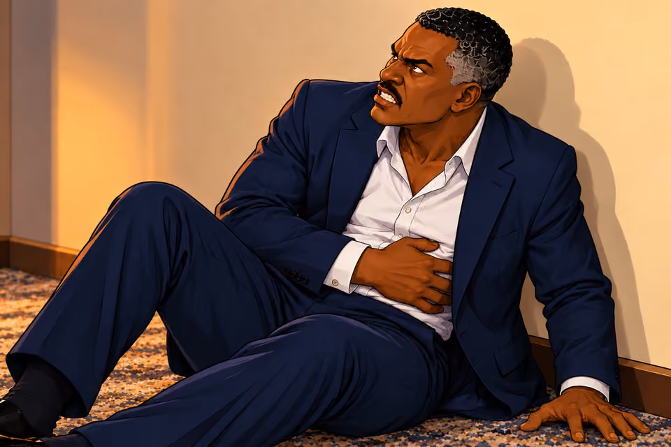 Victor struggles in pain and threatens Baba Jide.