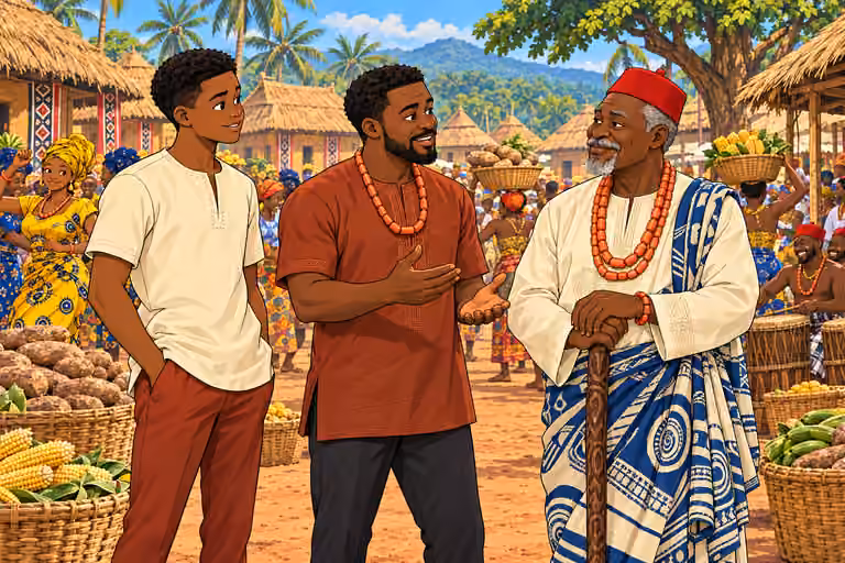 Chima listens to Uche and the chief.