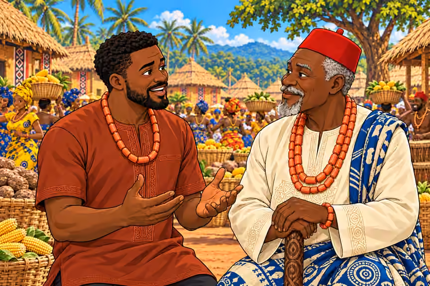 Uche discusses the harvest.