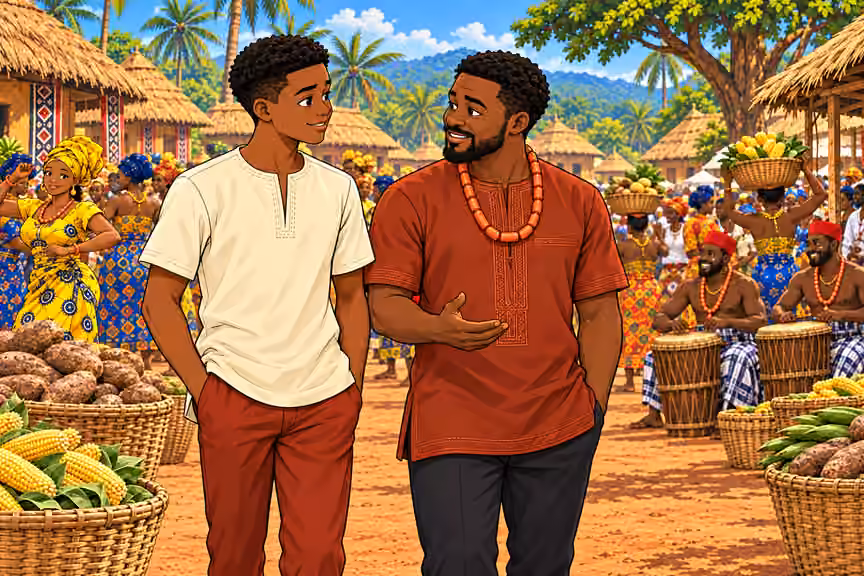 Uche shares a smile with Chima.