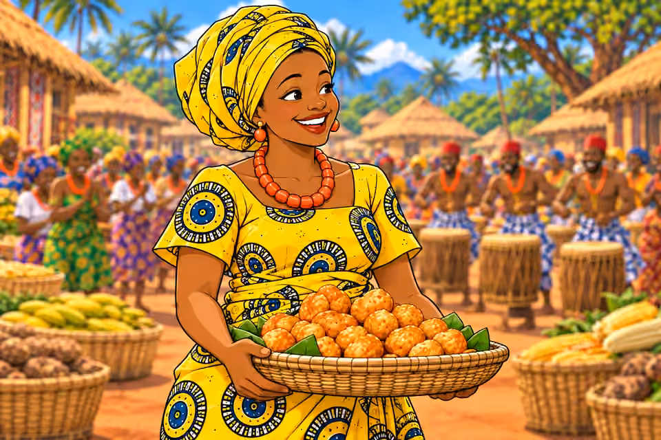 Nneka laughs at the chief’s praise.