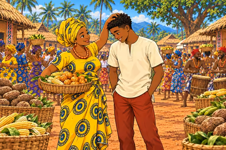 Nneka ruffles her son’s hair.