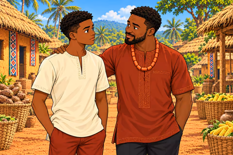 Uche reassures his son.