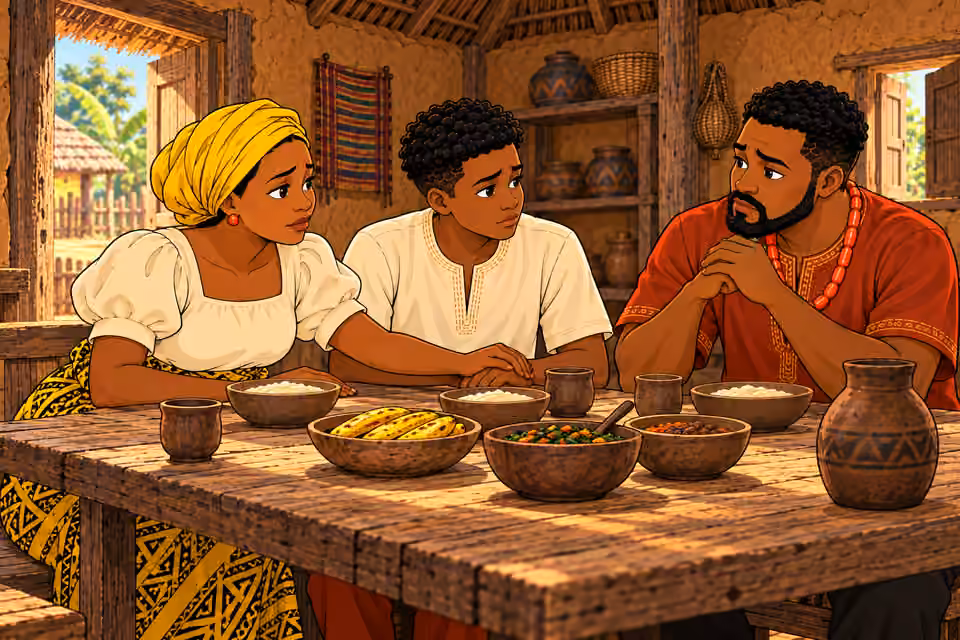 Nneka lays a comforting hand over Chima’s.