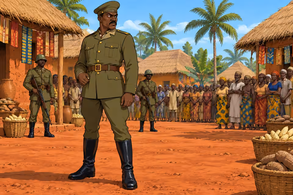 Major Ibrahim surveys the frightened village.
