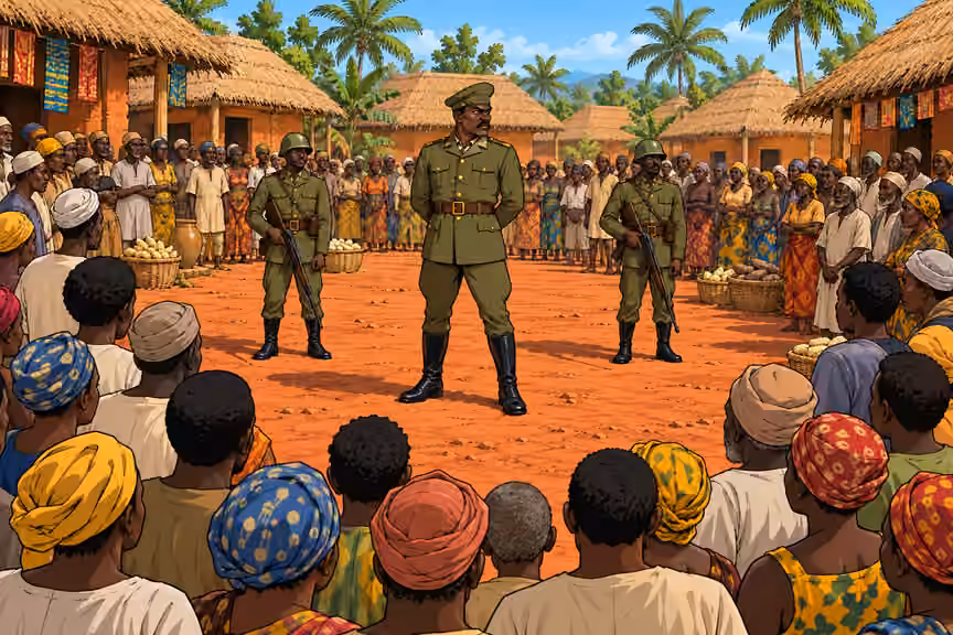 Ibrahim stops in the crowded square.