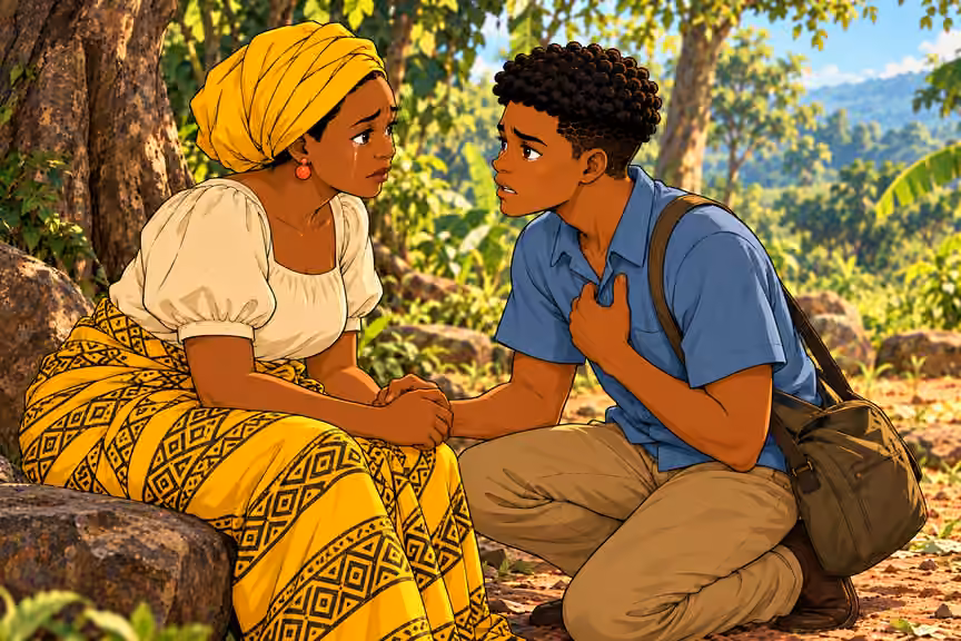Chima promises that they will return for Ada and their father.