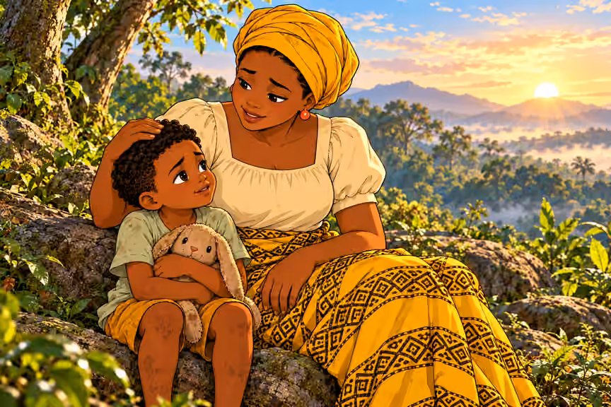 Nneka comforts Obi and promises they will find water and food.