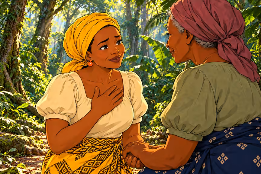 Nneka thanks Mama Chidi for helping her family.